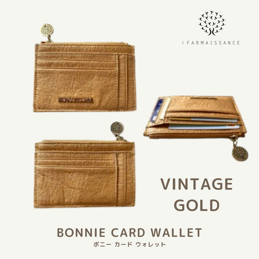 【パイナップルレザー】ボニー カード ウォレット~BONNIE CARD WALLET ビンテージゴールド / VINTAGE GOLD