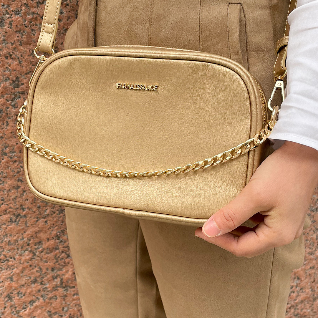 【アップルレザー】メリンダ カメラバッグ ~MELINDA CAMERA BAG プラチナゴールド / PLATINUM GOLD