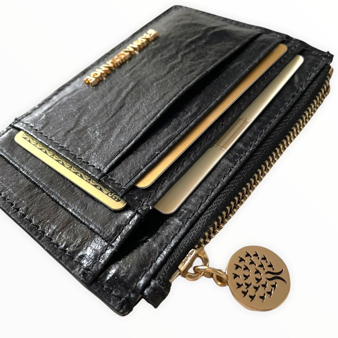 【パイナップルレザー】ボニー カード ウォレット~BONNIE CARD WALLET ブラック / BLACK