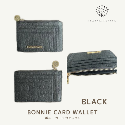 【パイナップルレザー】ボニー カード ウォレット～BONNIE CARD WALLET ブラック / BLACK